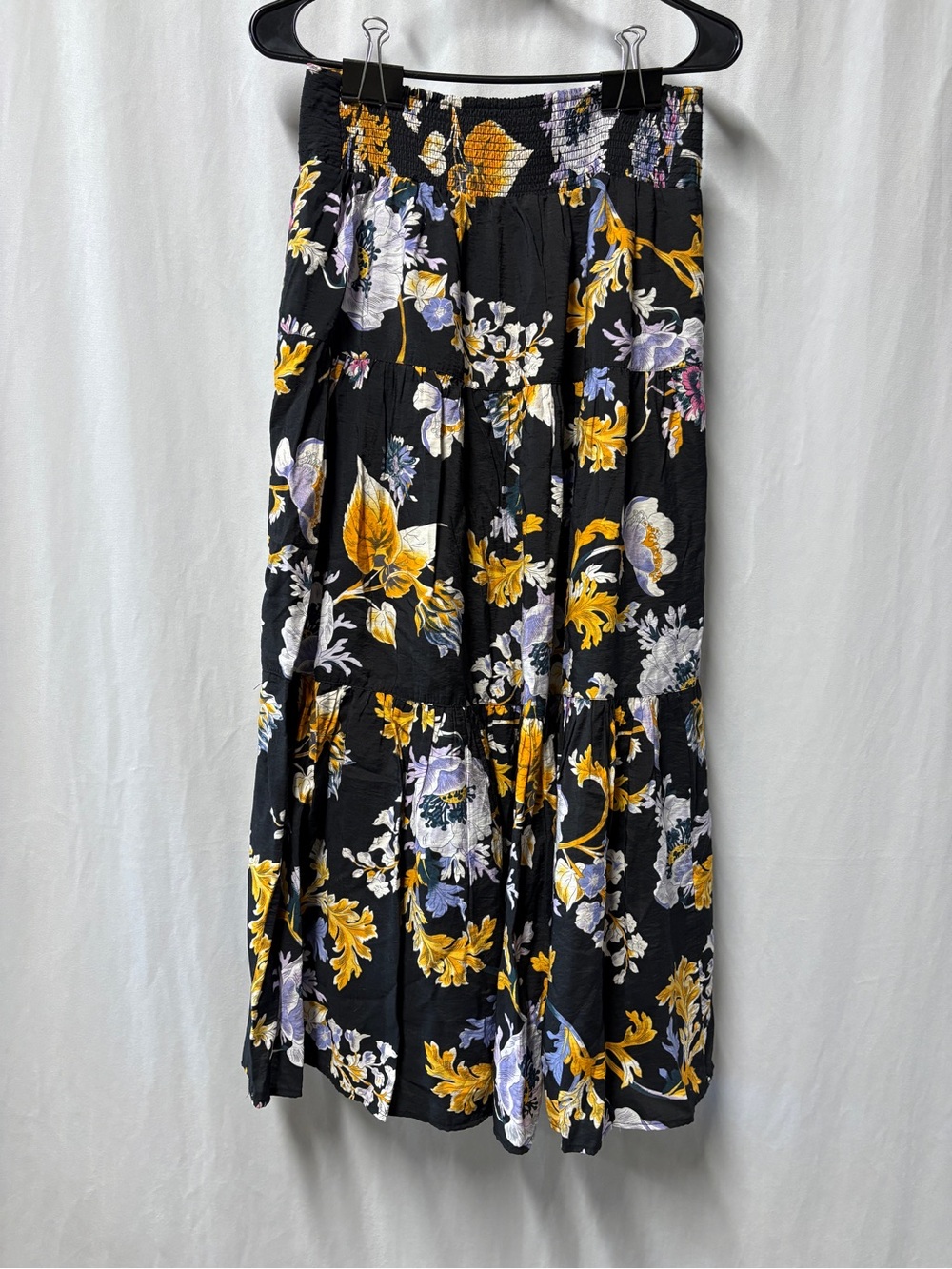 Maeve by Anthropologie Black Midi Floral Skirt